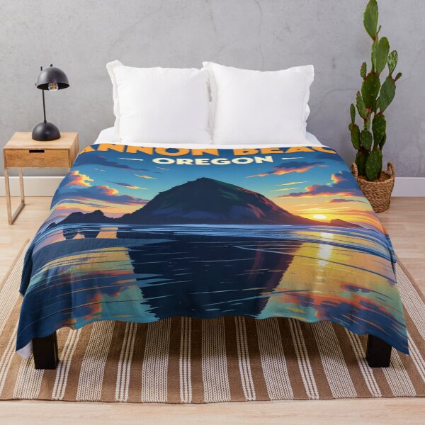 Item preview, Cannon Beach Oregon – Vintage Haystack Rock Sunset Travel Poster designed and sold by LSVart.