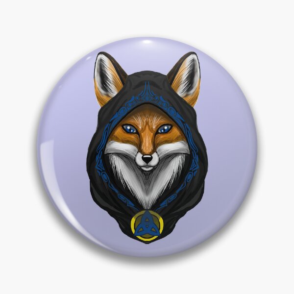 Item preview, Dark Magic Red Fox Rogue Portrait with Blue Runes designed and sold by URSM.
