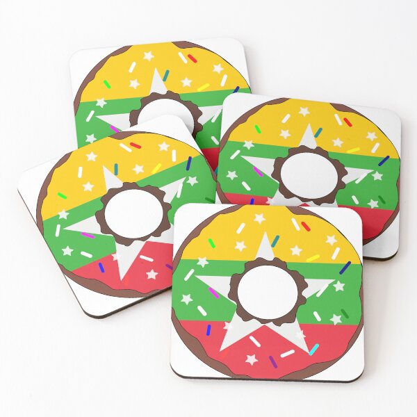 Item preview, Myanmar Flag Donut – Colorful Sprinkles Country Pride designed and sold by TheIconSmith.