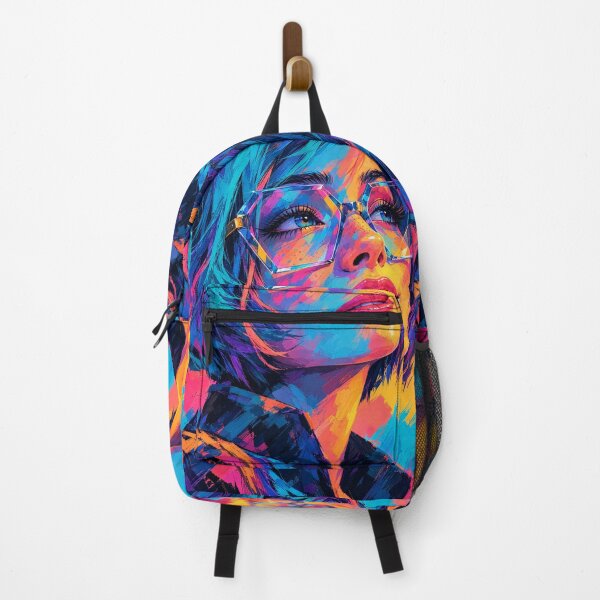 Item preview, Neon Pop Art Portrait – Geometric Glasses Woman Painting designed and sold by RON-FASHION.