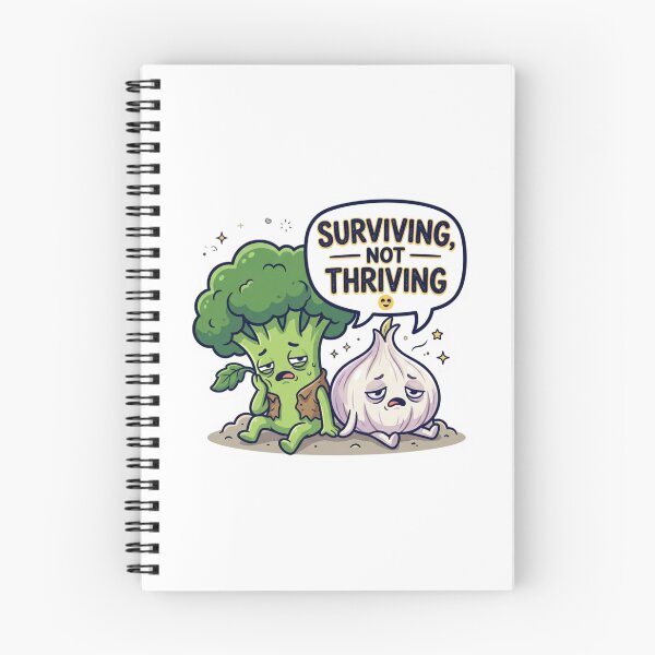 Item preview, Surviving Not Thriving Cute Tired Broccoli And Garlic Funny Food Art designed and sold by Namphet.