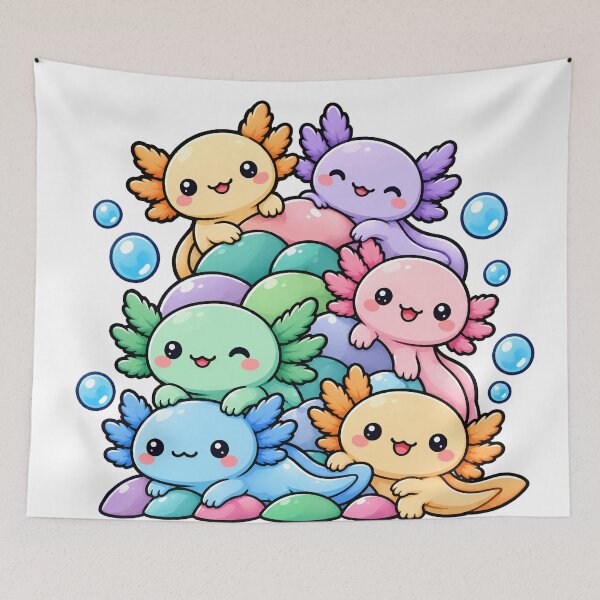 Item preview, Cute Kawaii Axolotl Pile Colorful Cartoon designed and sold by Charul2dartist.