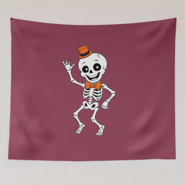 Item preview, Cute Dancing Skeleton in Orange Top Hat designed and sold by charmaroundyou.