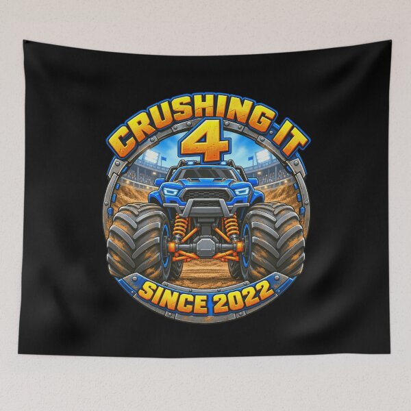 Item preview, Crushing It 4 Since 2022 Monster Truck Fourth Birthday Boy designed and sold by FolkGraphics.