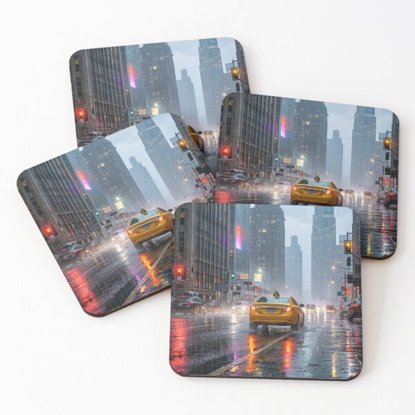 Item preview, Rainy City Lights - Urban Nightscape Street Reflection Art designed and sold by nhk999.