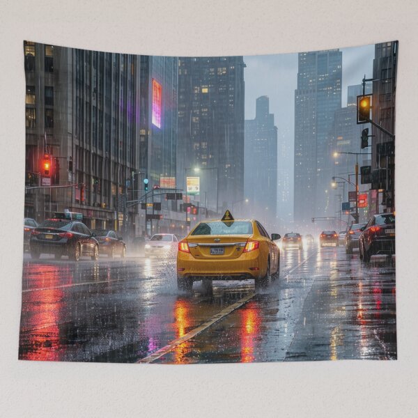 Item preview, Rainy City Lights - Urban Nightscape Street Reflection Art designed and sold by nhk999.