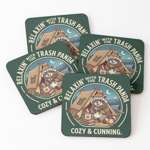 Item preview, Relaxin With The Trash Panda Retro Raccoon Campfire Sticker designed and sold by Mandatory.