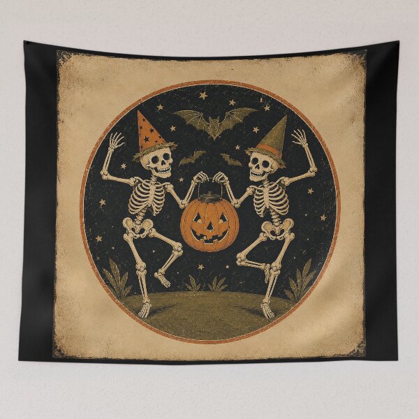 Item preview, Dancing Skeletons – Vintage Halloween Folk Art designed and sold by ChickenFund.
