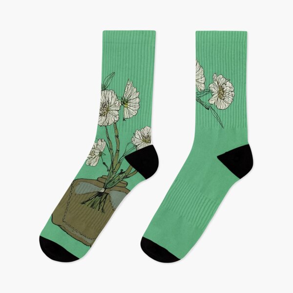 Item preview, Illustration of a brown vase containing branches with white flowers on a green background. Japanese style. designed and sold by Photopat.