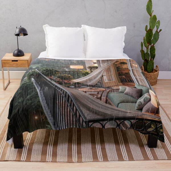 Item preview, Cozy Balcony Retreat - Rainy Night City Escape Art designed and sold by nhk999.