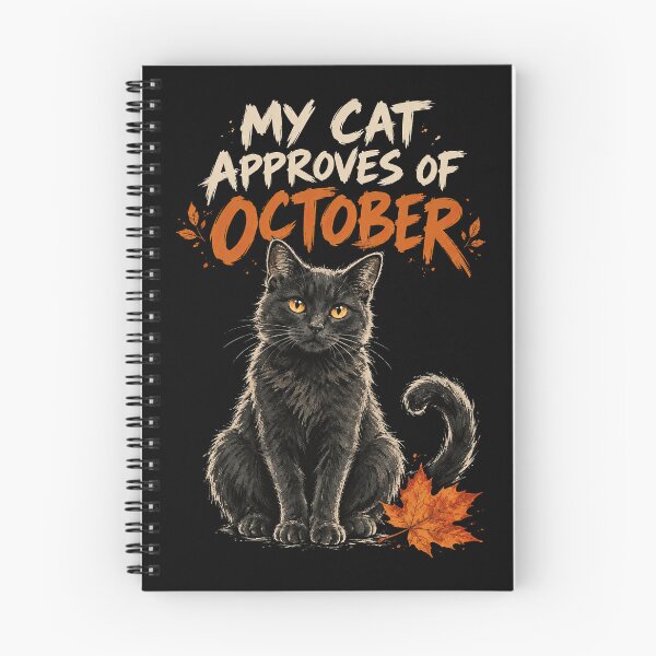 Item preview, Cat Approves October Autumn Brush Illustration designed and sold by Katalice Design.