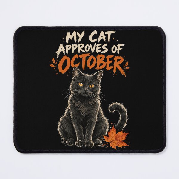 Item preview, Cat Approves October Autumn Brush Illustration designed and sold by Katalice Design.