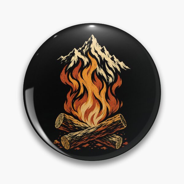 Item preview, Campfire Mountain Woodcut Outdoor Graphic Art designed and sold by Katalice Design.