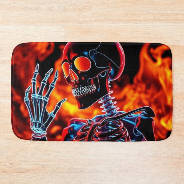 Item preview, Neon Fire Skeleton Glowing Skull Horror Dark Fantasy Art designed and sold by FusionCipher.