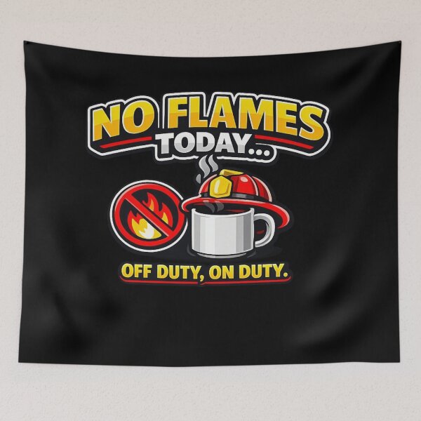Item preview, No Flames Today – Funny Firefighter Coffee Break Sticker  designed and sold by Timeless Junction.