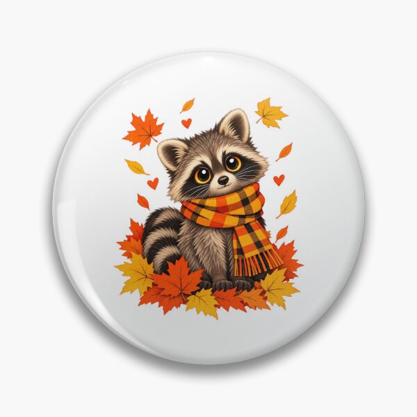 Item preview, Cute Raccoon Wearing Plaid Scarf Autumn Leaves Thanksgiving Graphic designed and sold by CozyCubs-Art.
