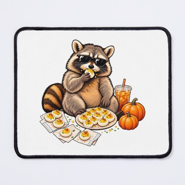 Item preview, Cool Raccoon Wearing Sunglasses Eating Deviled Eggs Fall Graphic designed and sold by CozyCubs-Art.