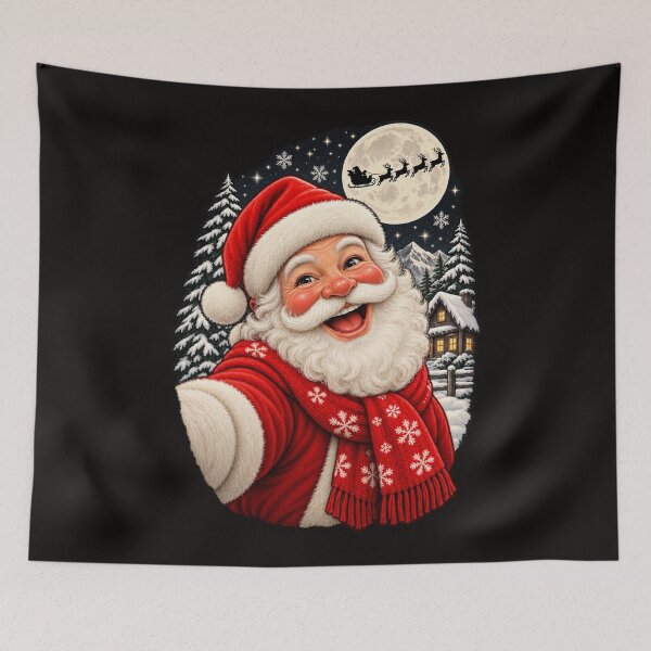 Item preview, Jolly Santa Claus Selfie With Flying Sleigh On Christmas Eve designed and sold by CozyCubs-Art.