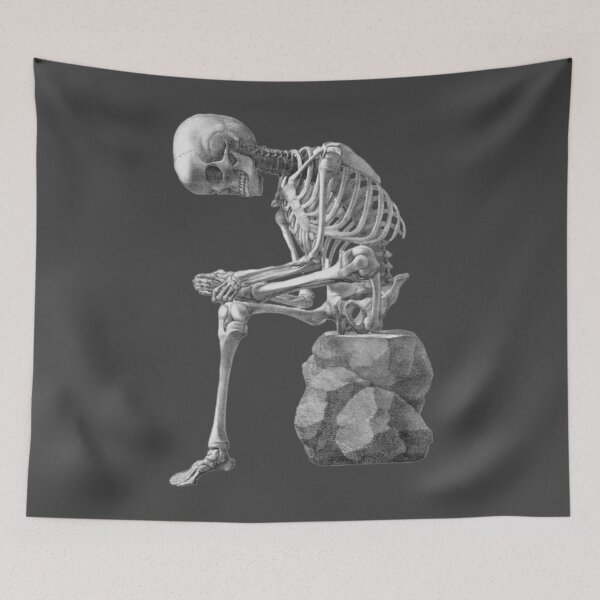 Item preview, Overthinking Skeleton - The Thinker Dark Humor designed and sold by ivonjar.
