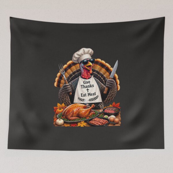 Item preview, THANKSGIVING- GIVE THANKS EAT MEAT designed and sold by CarnivoreGifts.