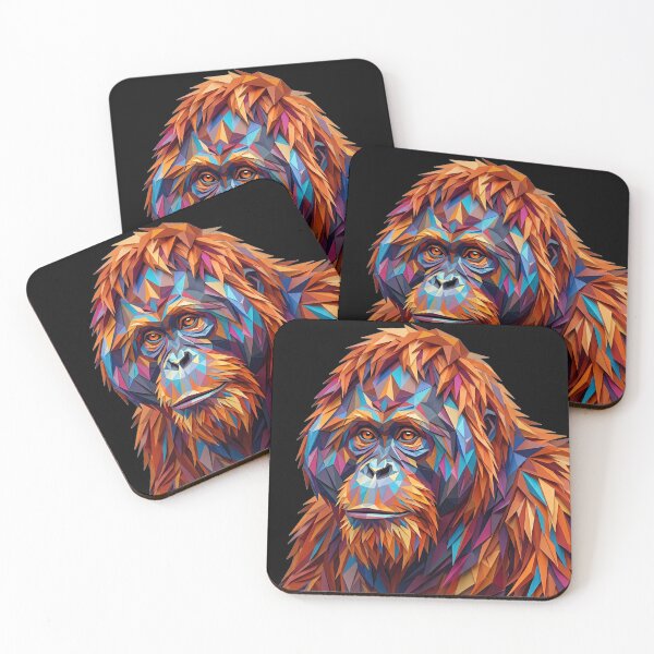 Item preview, Orangutan Portrait Geometric Wildlife Art designed and sold by redsharkuk.