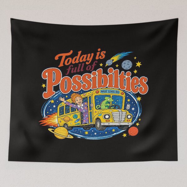 Item preview, Today Is Full Of Possibilties Magic School Bus Ms Frizzle Space Retro designed and sold by CozyCubs-Art.