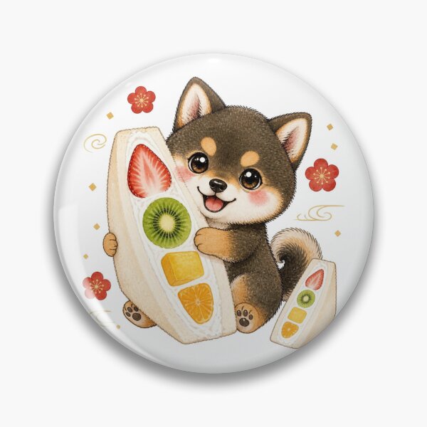 Item preview, Sesame Shiba Inu Hugging a Giant Fruit Sando designed and sold by Kawaii Matcha Studio.