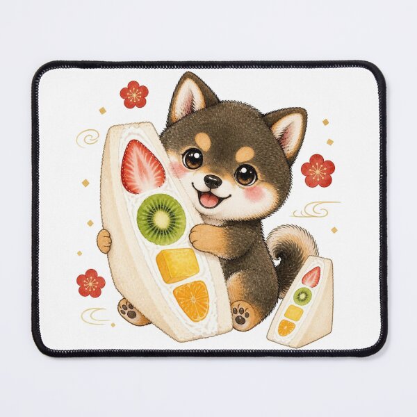 Item preview, Sesame Shiba Inu Hugging a Giant Fruit Sando designed and sold by Kawaii Matcha Studio.