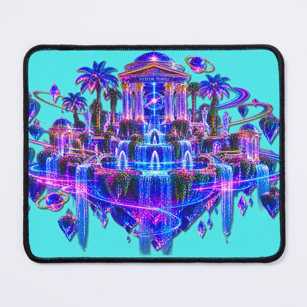 Item preview, Vaporwave Neon Cyber Oasis - Floating Antiquity Temple designed and sold by A E S T H E T A T A G.