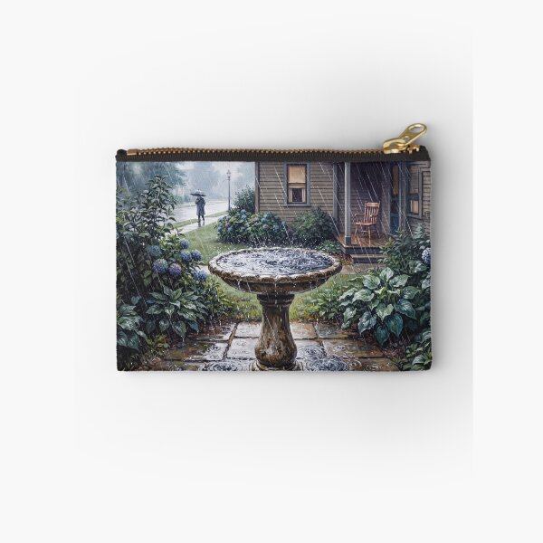 Item preview, Pouring Rain Falling Into Bird Bath American Realism designed and sold by Home Decor Art.