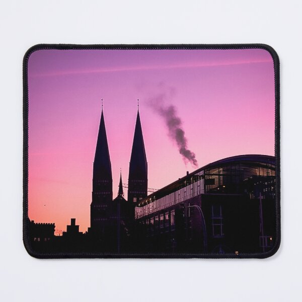 Item preview, Lübeck St. Mary's Church silhouette – Magical purple sunset designed and sold by Tammigrafie.
