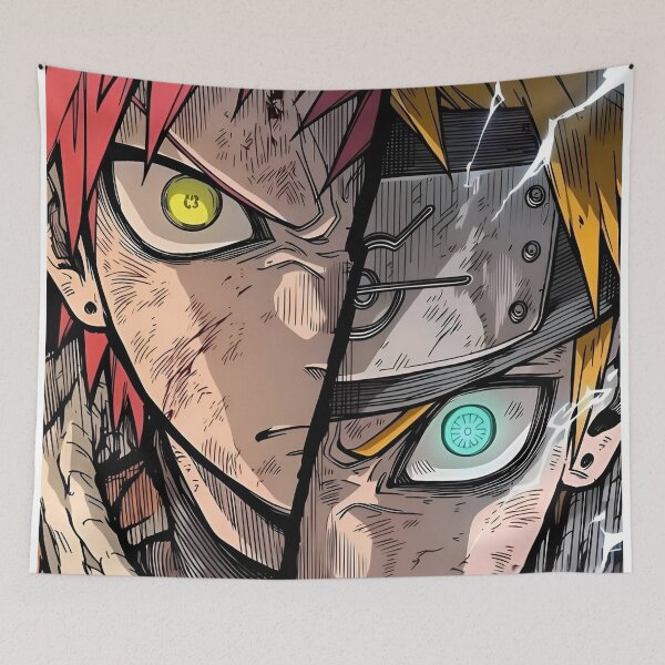 Item preview, Crimson and Gold Lightning Rivals – Split Face Anime Battle Art designed and sold by Dyan4.