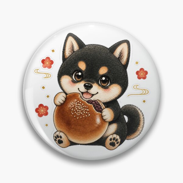 Item preview, Black and Tan Shiba Inu Hugging Giant Anpan designed and sold by Kawaii Matcha Studio.