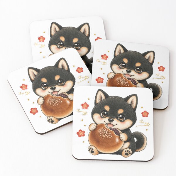 Item preview, Black and Tan Shiba Inu Hugging Giant Anpan designed and sold by Kawaii Matcha Studio.