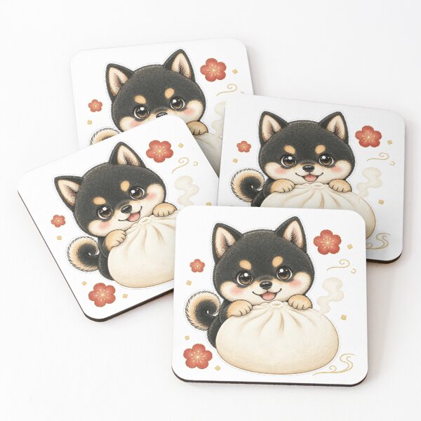 Item preview, Black and Tan Shiba Inu with Steamed Bun designed and sold by Kawaii Matcha Studio.