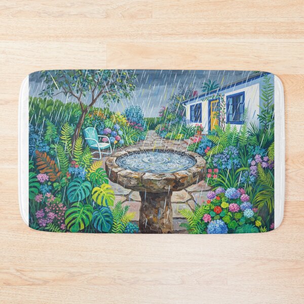 Item preview, Pouring Rain Falling Into Bird Bath Pop Art designed and sold by Home Decor Art.