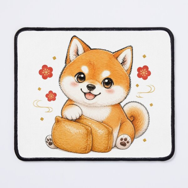 Item preview, Red Shiba Inu with Inari Sushi designed and sold by Kawaii Matcha Studio.
