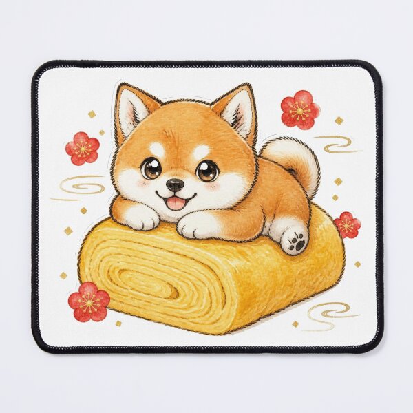 Item preview, Red Shiba Inu Napping on Tamagoyaki designed and sold by Kawaii Matcha Studio.