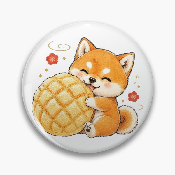 Item preview, Red Shiba Inu Hugging Giant Melon Pan designed and sold by Kawaii Matcha Studio.