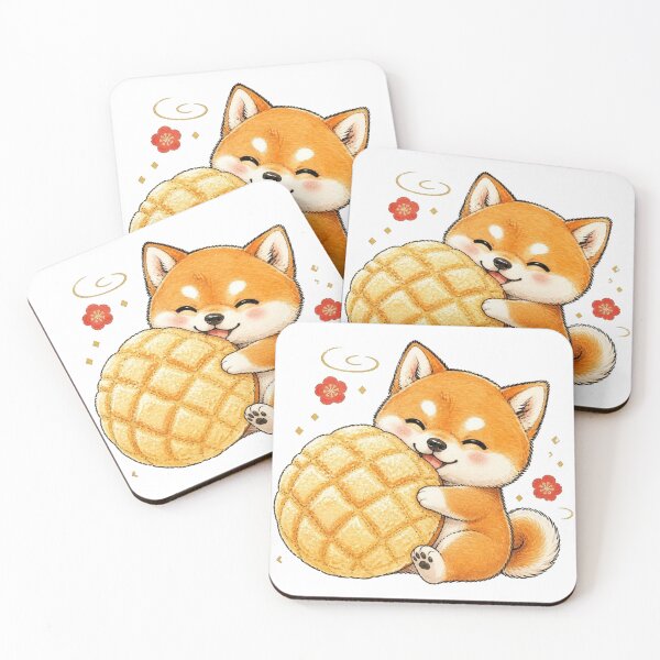 Item preview, Red Shiba Inu Hugging Giant Melon Pan designed and sold by Kawaii Matcha Studio.