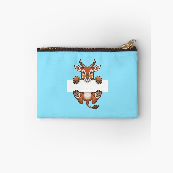 Item preview, Cute Gazelle Holding Blank Sign Cartoon designed and sold by PetalsPaws.