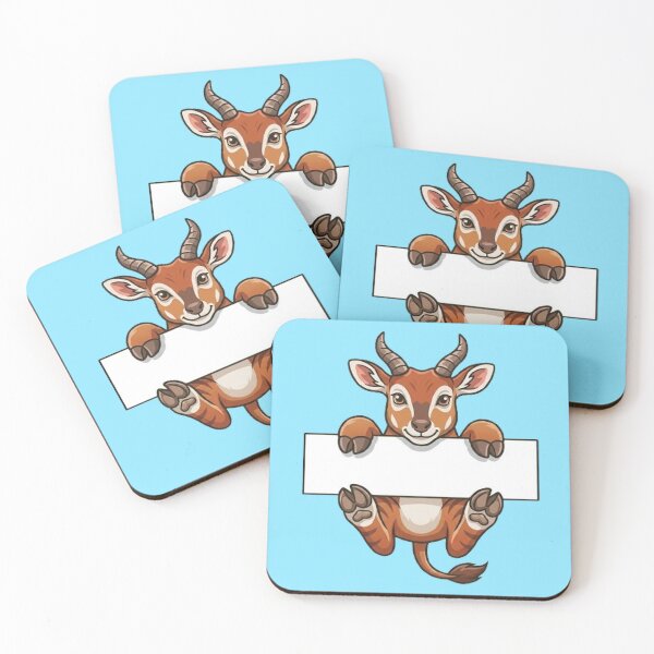 Item preview, Cute Gazelle Holding Blank Sign Cartoon designed and sold by PetalsPaws.
