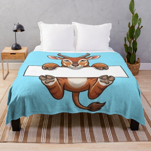 Item preview, Cute Gazelle Holding Blank Sign Cartoon designed and sold by PetalsPaws.