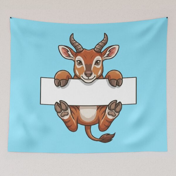 Item preview, Cute Gazelle Holding Blank Sign Cartoon designed and sold by PetalsPaws.