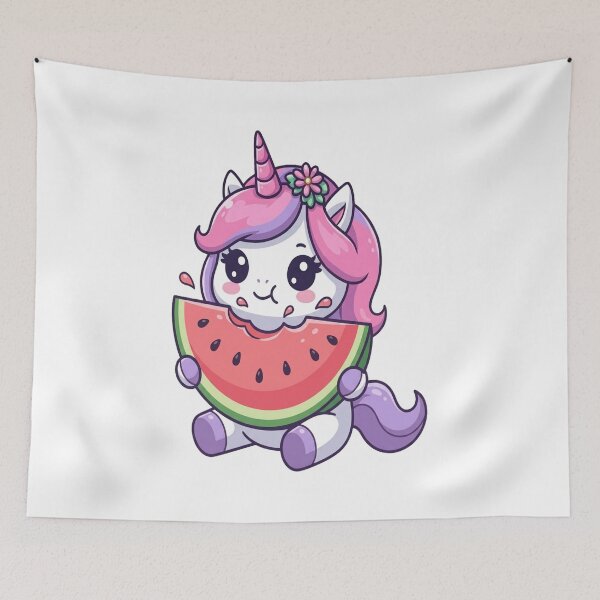 Item preview, Cute Unicorn Eating Watermelon Slice designed and sold by Ella_Sketch.