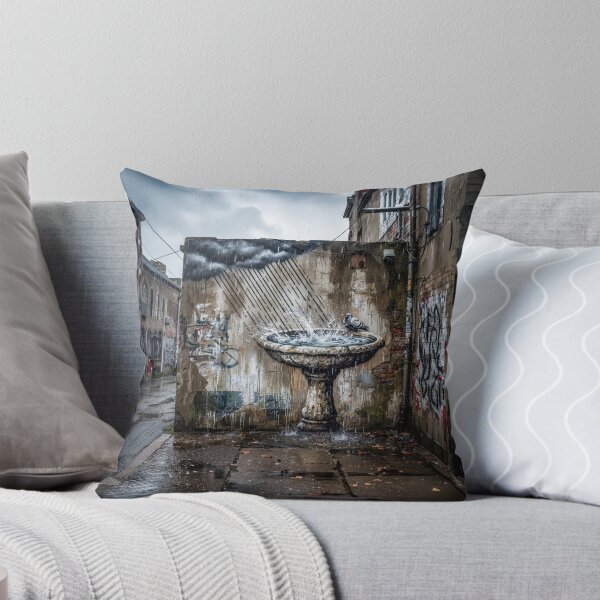Item preview, Gritty Urban Bird Bath Street Mural designed and sold by Home Decor Art.