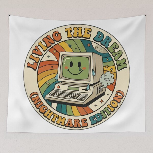 Item preview, Living The Dream Nightmare Edition Retro 70s Computer Sticker designed and sold by Mandatory.