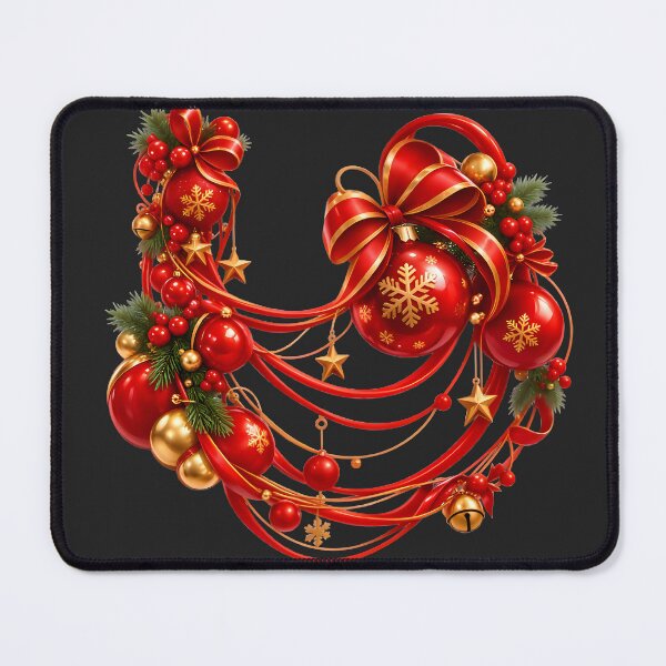 Item preview, Glossy Red and Gold Christmas Garland with Ornaments and Satin Bows designed and sold by HoMya.