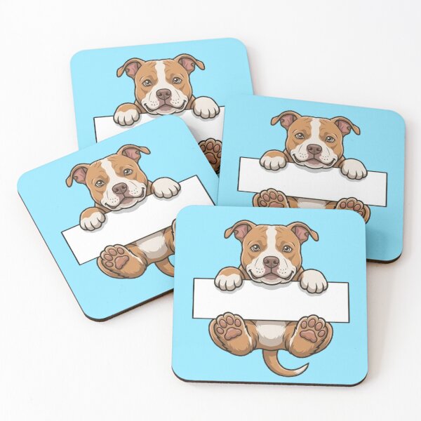 Item preview, Cute Pitbull Holding Blank Sign Cartoon designed and sold by PetalsPaws.