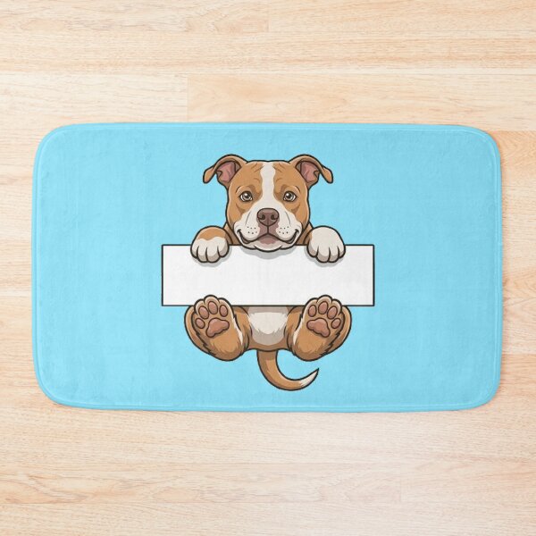 Item preview, Cute Pitbull Holding Blank Sign Cartoon designed and sold by PetalsPaws.